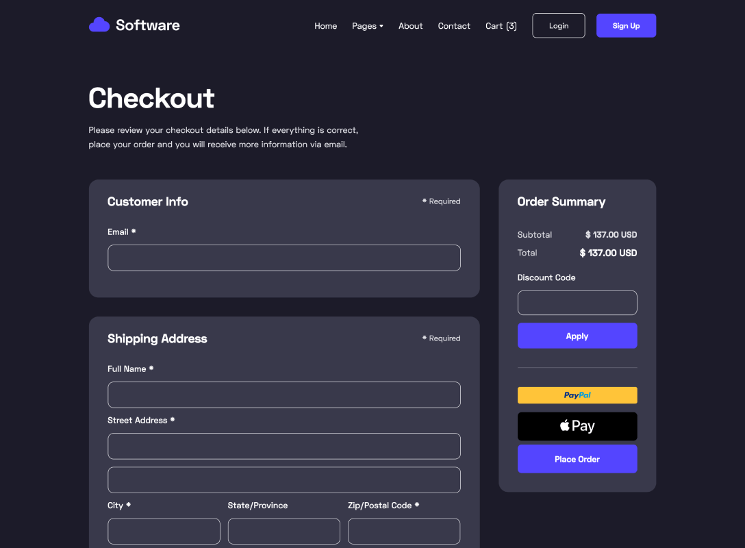 Checkout - Software Webflow Template