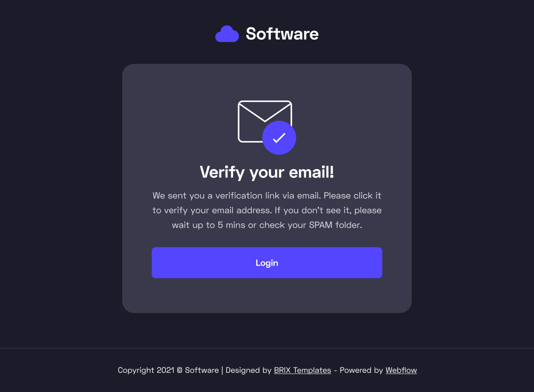 Email Confirmation - Software Webflow Template