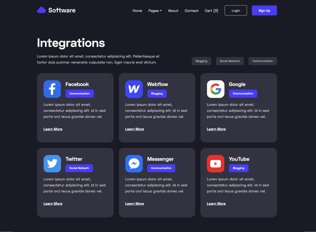 Integrations - Software Webflow Template