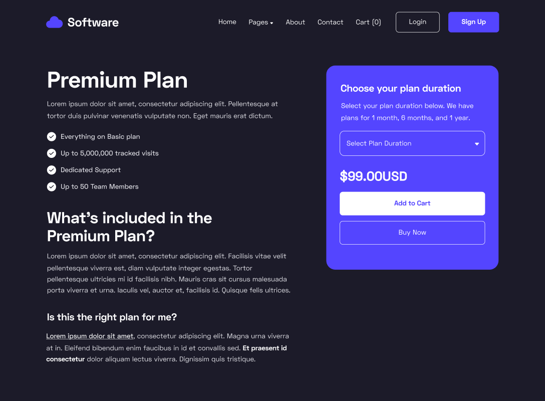 Single Plan - Software Webflow Template