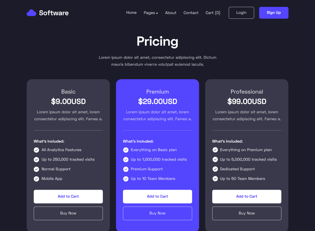 Pricing - Software Webflow Template