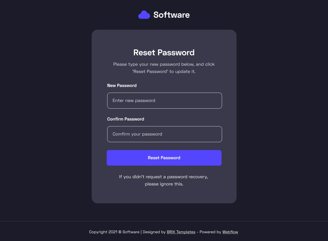 Reset Password - Software Webflow Template