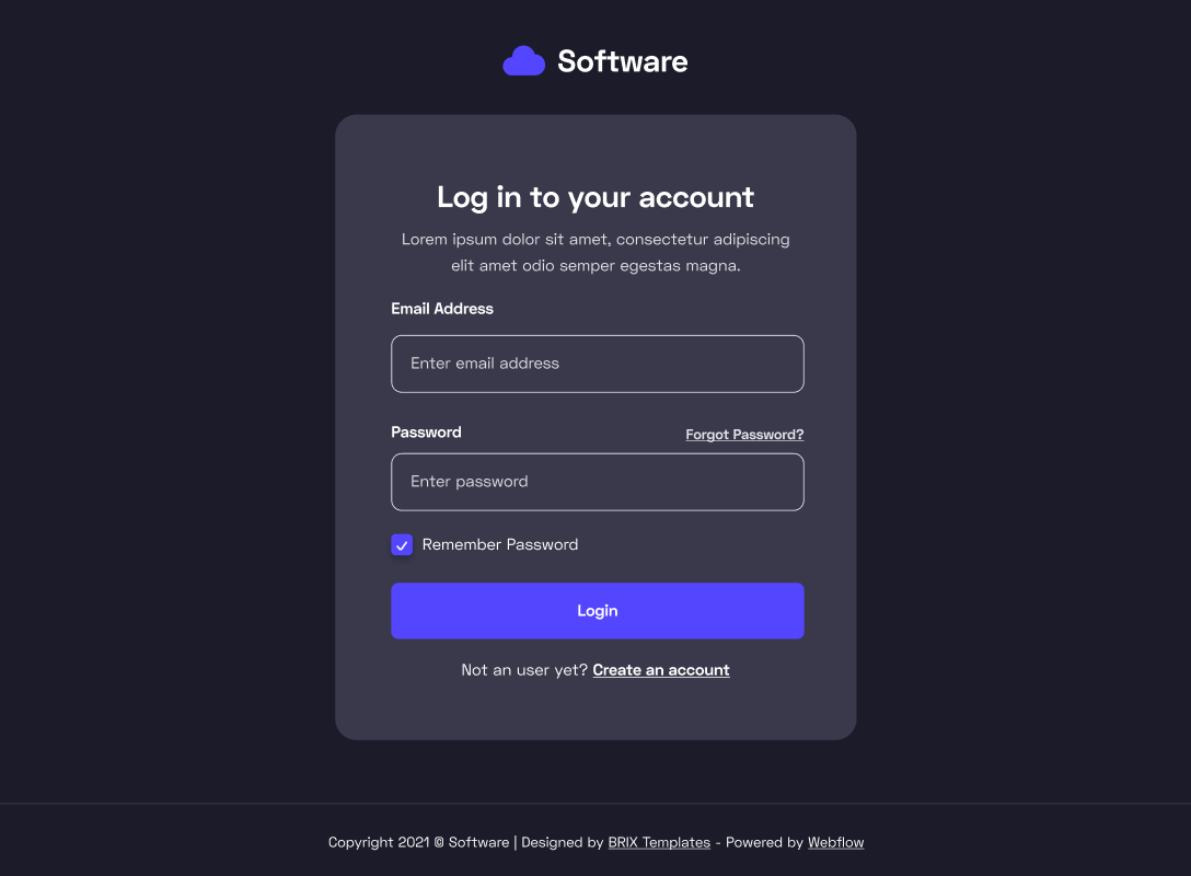 Sign In - Software Webflow Template