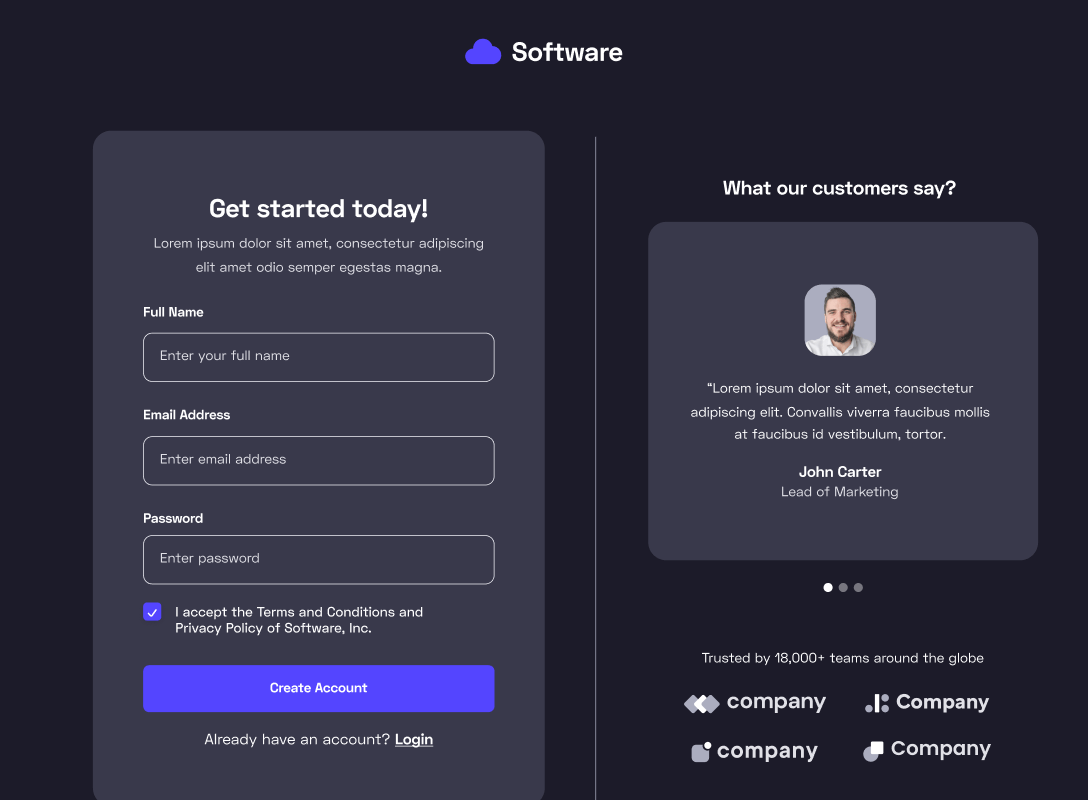Sign Up - Software Webflow Template